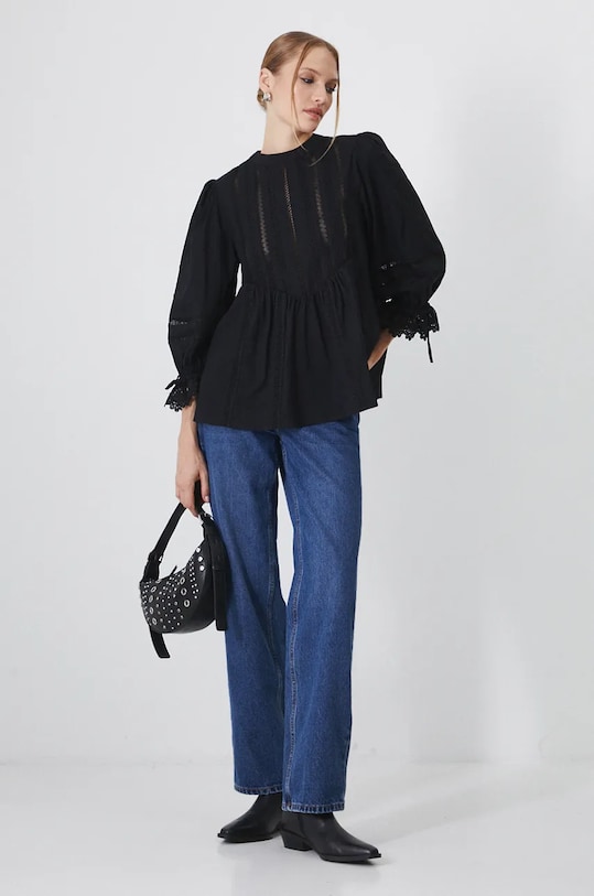Medicine bluza din bumbac imprimeu negru RW24.BDD903