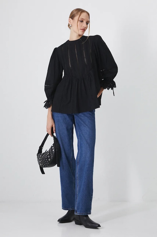 Medicine bluzka bawełniana regular czarny RW24.BDD903