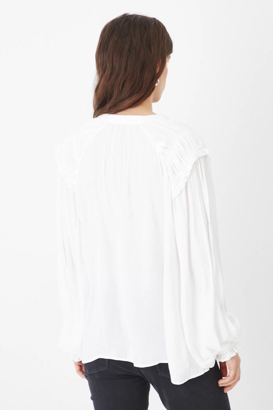Odzież Bluzka damska regular z ozdobnymi falbanami kolor biały RW24.BDDA08 biały