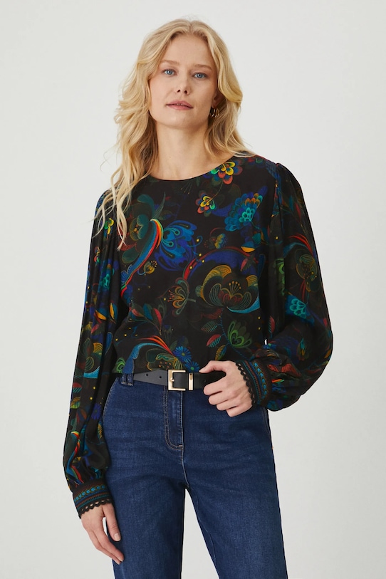 Bluzka damska z kolekcji Karolina Matyjaszkowicz x Medicine kolor czarny RW24.BDDB53 czarny