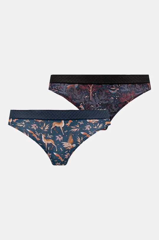 Figi bawełniane damskie briefs z domieszką elastanu wzorzyste (2-pack) kolor multicolor dzianina multicolor RW24.BID900
