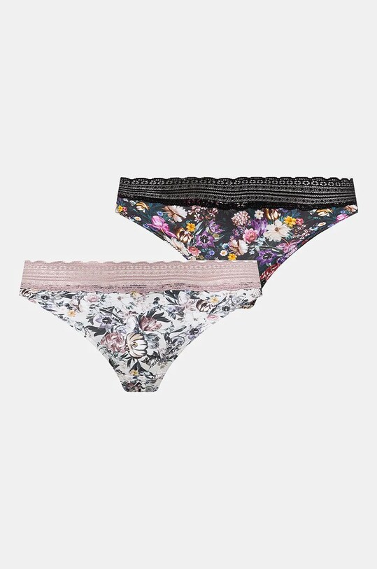 Figi bawełniane damskie briefs z domieszką elastanu wzorzyste (2-pack) kolor multicolor dzianina multicolor RW24.BID901