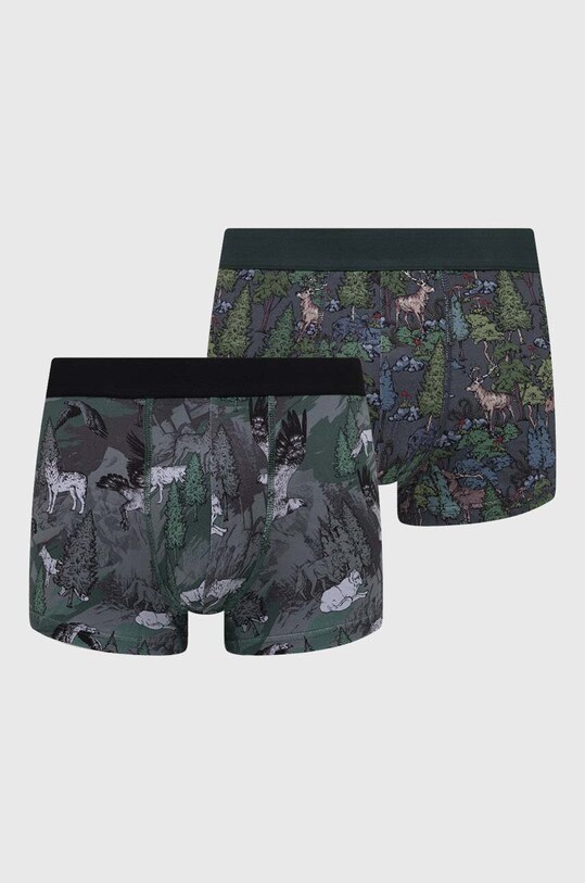Bokserki bawełniane męskie z domieszką elastanu wzorzyste (2-pack) kolor multicolor dzianina multicolor RW24.BIM303