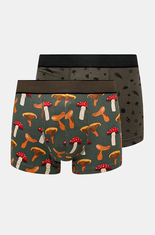 Bokserki bawełniane męskie z domieszką elastanu w grzyby (2-pack) kolor multicolor dzianina multicolor RW24.BIM702