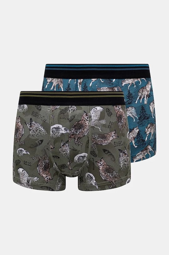 Bokserki bawełniane męskie z domieszką elastanu z motywem zwierzęcym (2-pack) kolor multicolor dzianina multicolor RW24.BIM705