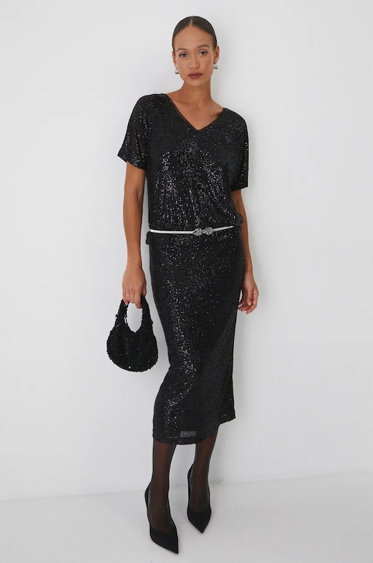 Bluzka damska z cekinami kolor czarny RW24.BKDA03 czarny RW24