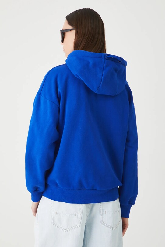 Odzież Bluza damska z kapturem gładka kolor niebieski RW24.BLD020 niebieski
