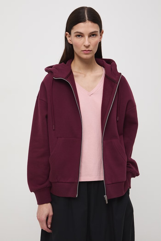 Bluza damska z kapturem gładka RW24-BLD020 bordowy RW24