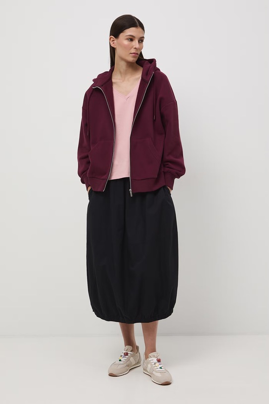 Bluza damska z kapturem gładka bordowy RW24-BLD020