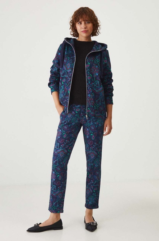 Bluza bawełniana damska z kapturem kolor granatowy RW24.BLD030