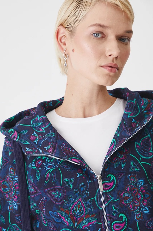 Bluza bawełniana damska z kapturem kolor granatowy RW24.BLD030
