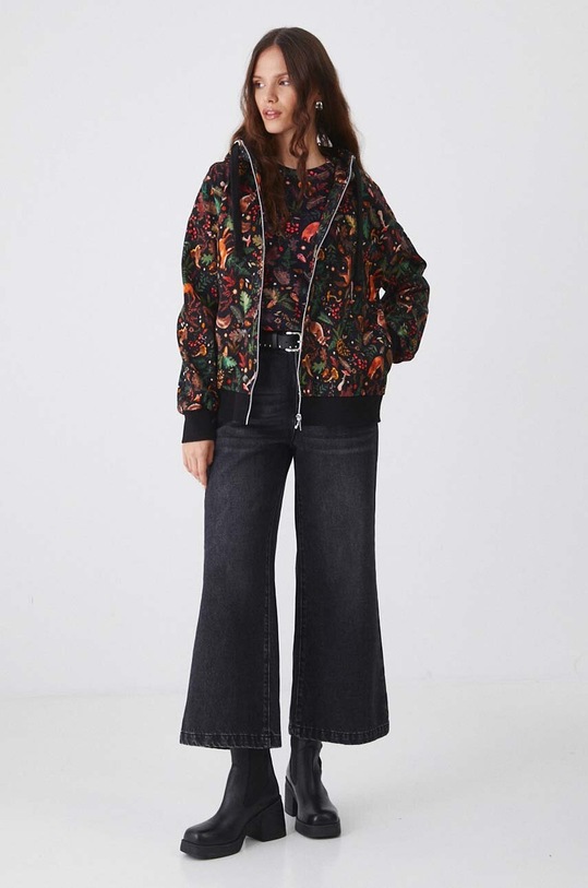 Bluza damska z kapturem wzorzysta kolor multicolor wzorzyste czarny RW24.BLD052