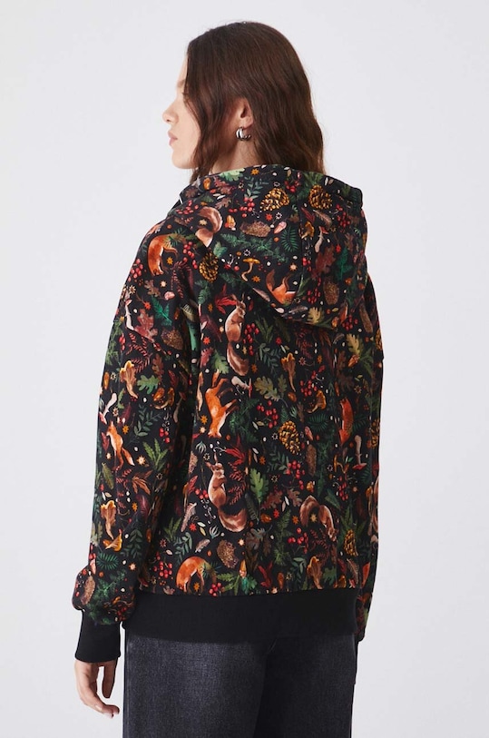 Odzież Bluza damska z kapturem wzorzysta kolor multicolor RW24.BLD052 czarny