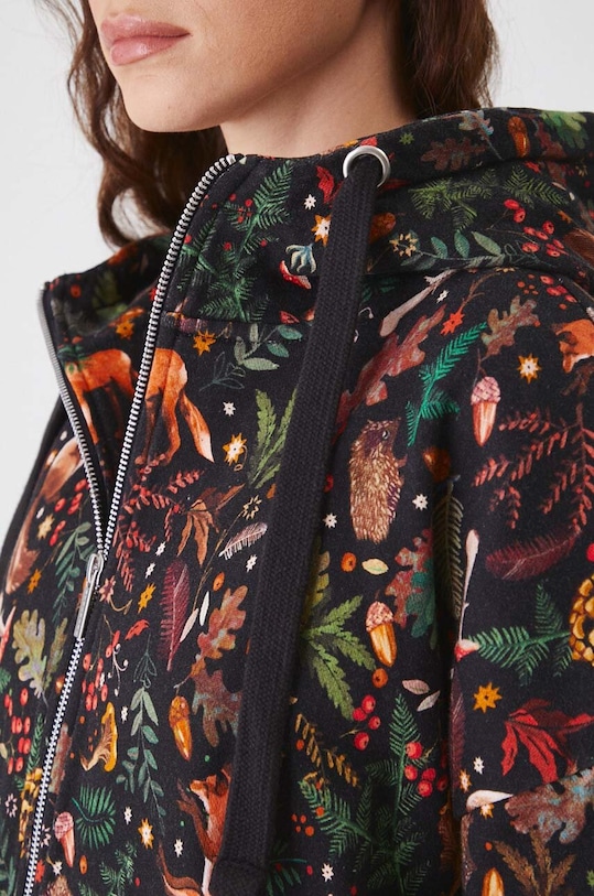 Bluza damska z kapturem wzorzysta kolor multicolor RW24.BLD052 czarny