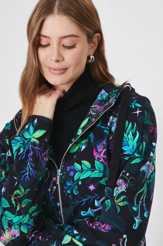 Bavlněná mikina dámská se vzorem více barev bavlna černá RW24.BLD090