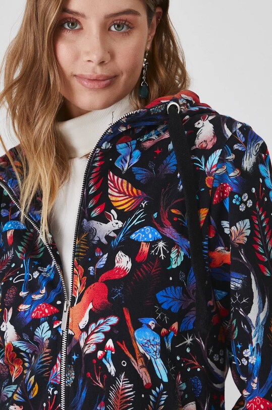 Bluza bawełniana damska wzorzysta kolor multicolor multicolor RW24.BLD090