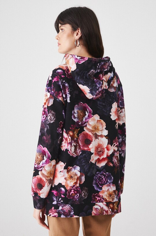 Odzież Bluza damska z kapturem w kwiaty kolor czarny RW24.BLD400 czarny