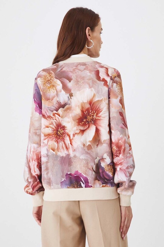 Bluza damska w kwiaty kolor beżowy beżowy RW24.BLD401