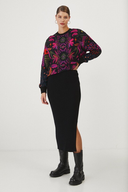 Bluza damska oversize wzorzysta kolor multicolor RW24.BLD601 multicolor RW24