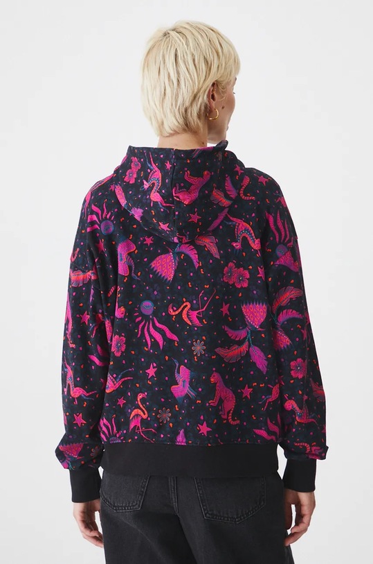 Odzież Bluza damska z kapturem wzorzysta kolor czarny RW24.BLD602 czarny