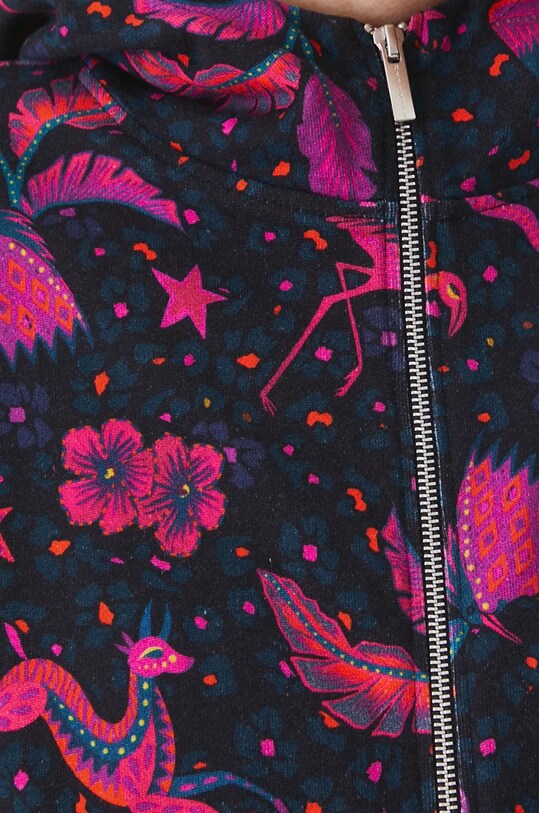 Bluza damska z kapturem wzorzysta kolor czarny RW24.BLD602 czarny