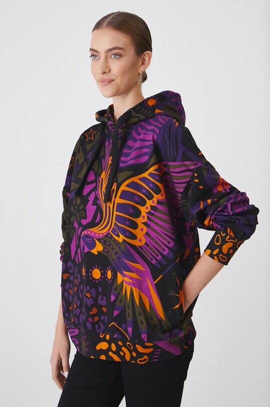 Bluza damska oversize wzorzysta kolor multicolor RW24.BLD604 czarny RW24