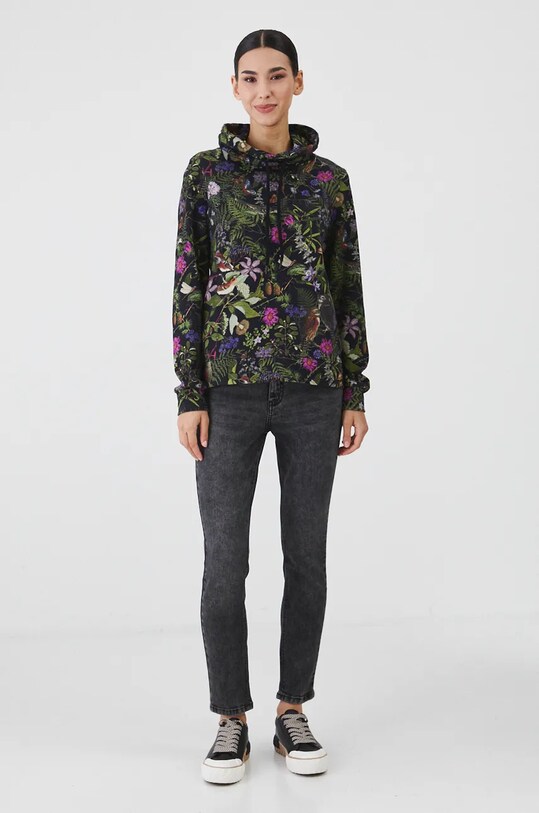 Bluza bawełniana damska wzorzysta kolor czarny RW24.BLD701 czarny RW24