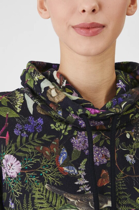 Bluza bawełniana damska wzorzysta kolor czarny RW24.BLD701 czarny