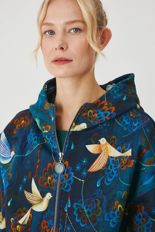 Bavlnená mikina dámska z kolekcie Karolina Matyjaszkowicz x Medicine tyrkysová farba RW24.BLDB51