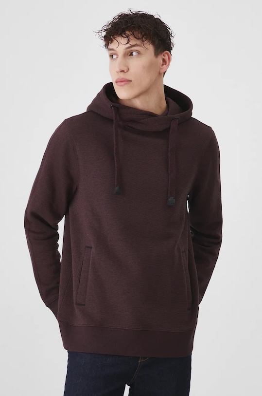 Bluza męska z kapturem wzorzysta kolor bordowy z kapturem bordowy RW24.BLM070
