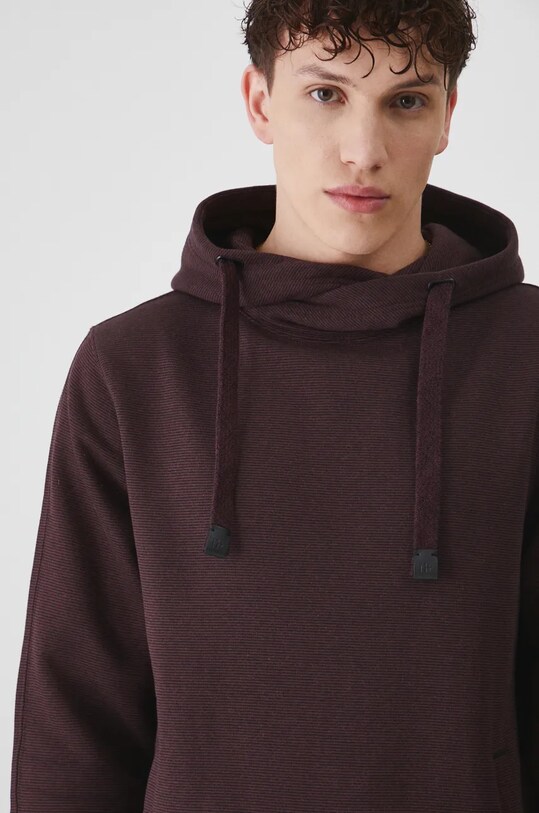 Bluza męska z kapturem wzorzysta kolor bordowy bordowy RW24.BLM070