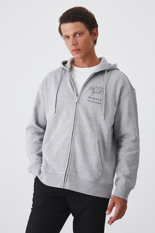 Mikina pánská oversized, s ozdobnou nášivkou šedá barva další šedá RW24.BLM503