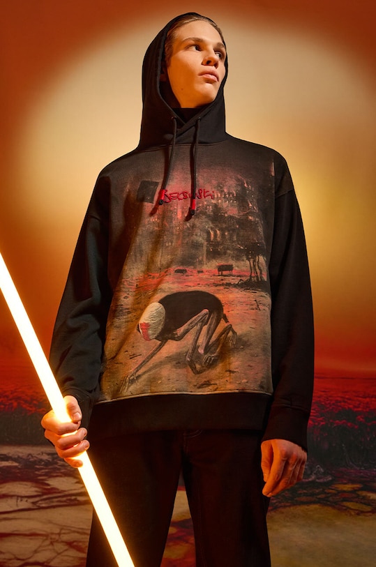 Bluza męska z kolekcji Zdzisław Beksiński x Medicine kolor czarny aplikacja czarny RW24.BLM852