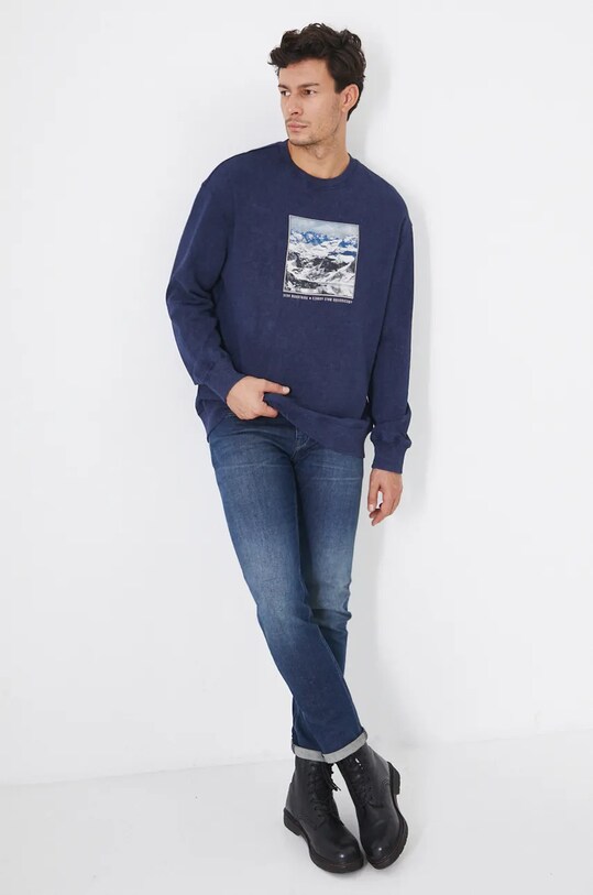 Bluza męska z efektem sprania kolor granatowy RW24.BLM908 granatowy RW24