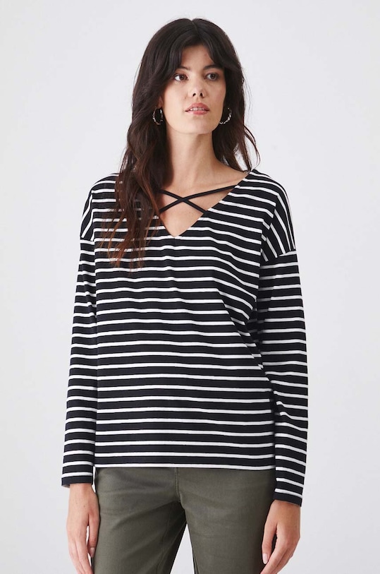 Longsleeve bawełniany z domieszką elastanu kolor czarny RW24.BUD041 czarny RW24