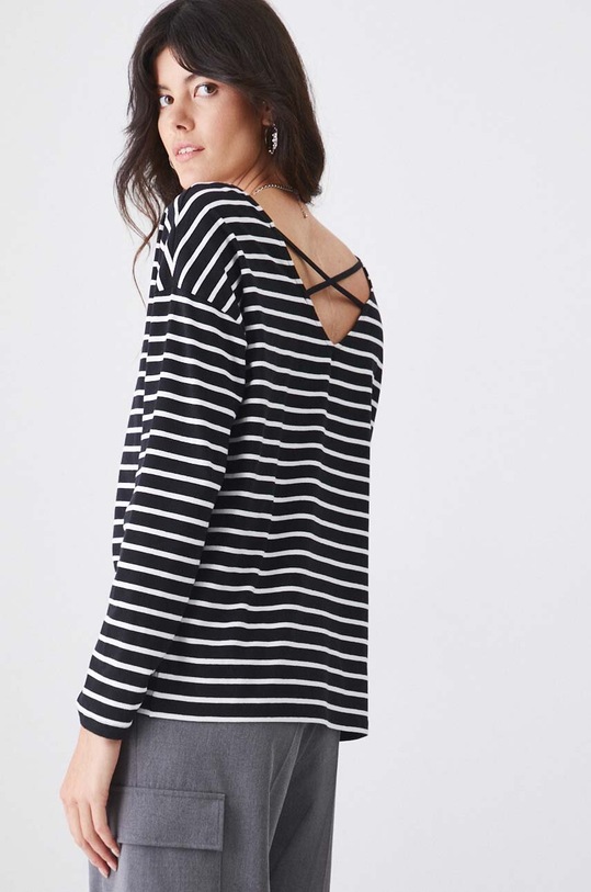 Longsleeve bawełniany z domieszką elastanu kolor czarny czarny RW24.BUD041