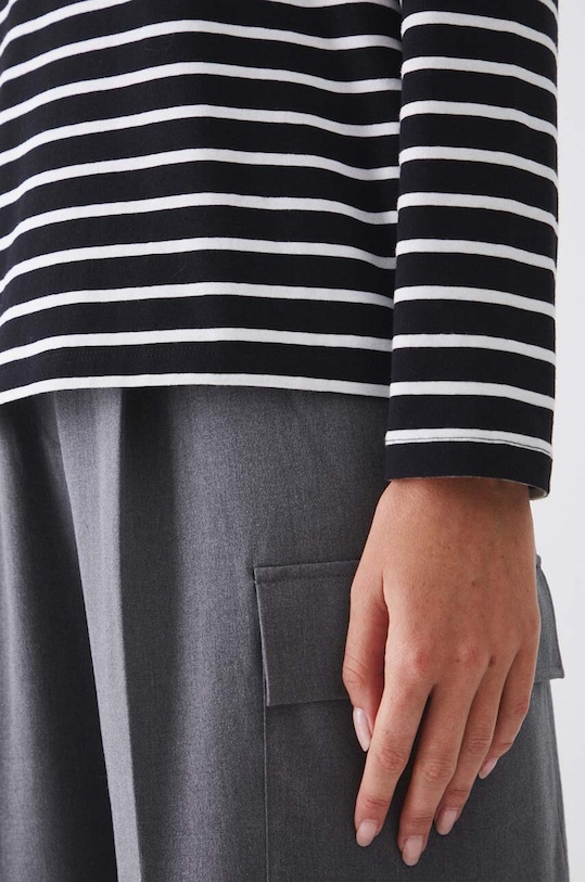 Longsleeve bawełniany z domieszką elastanu kolor czarny RW24.BUD041