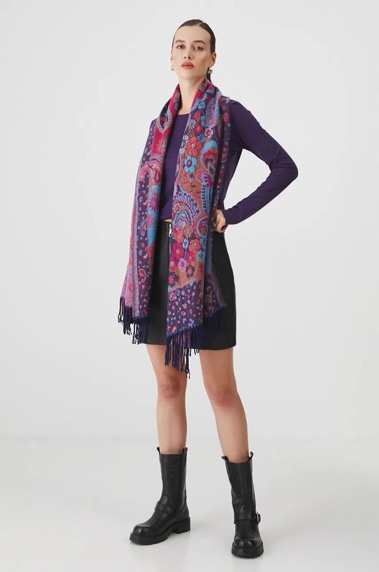 Longsleeve bawełniany z domieszką elastanu gładki kolor fioletowy RW24.BUD072 fioletowy RW24