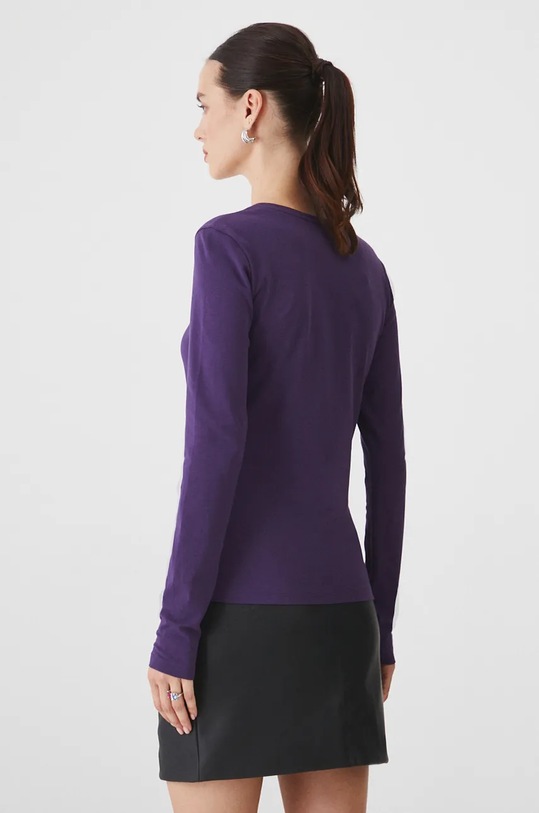 Odzież Longsleeve bawełniany z domieszką elastanu gładki kolor fioletowy RW24.BUD072 fioletowy