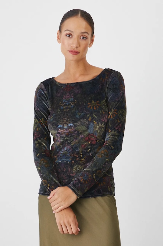 Longsleeve damski wzorzysty kolor czarny wzorzyste multicolor RW24.BUD800