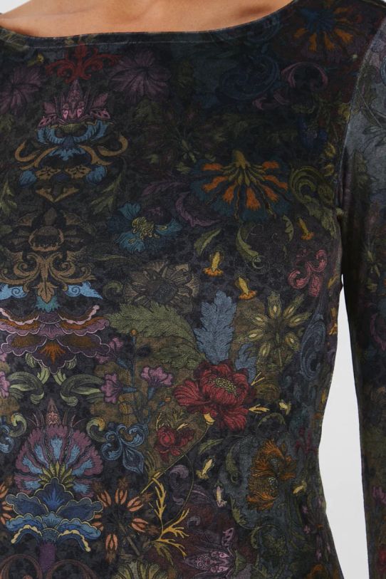 Longsleeve damski wzorzysty kolor czarny multicolor RW24.BUD800