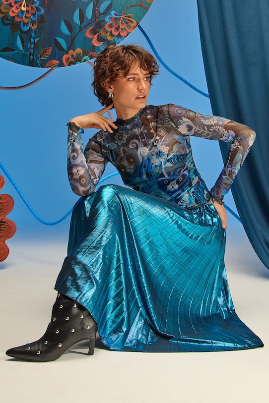 Longsleeve damski z kolekcji Karolina Matyjaszkowicz x Medicine kolor granatowy z elastanem granatowy RW24.BUDB50