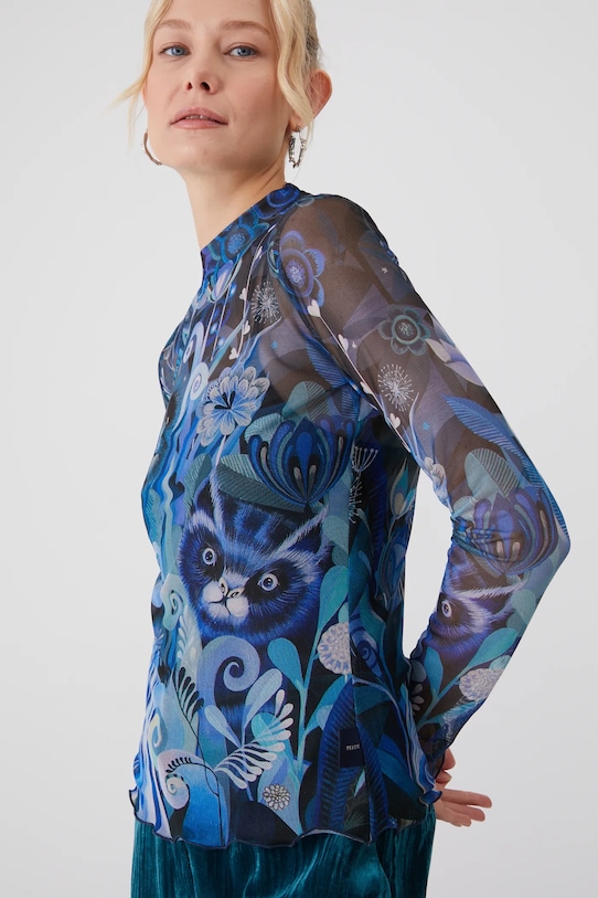 Longsleeve damski z kolekcji Karolina Matyjaszkowicz x Medicine kolor granatowy RW24.BUDB50 granatowy RW24