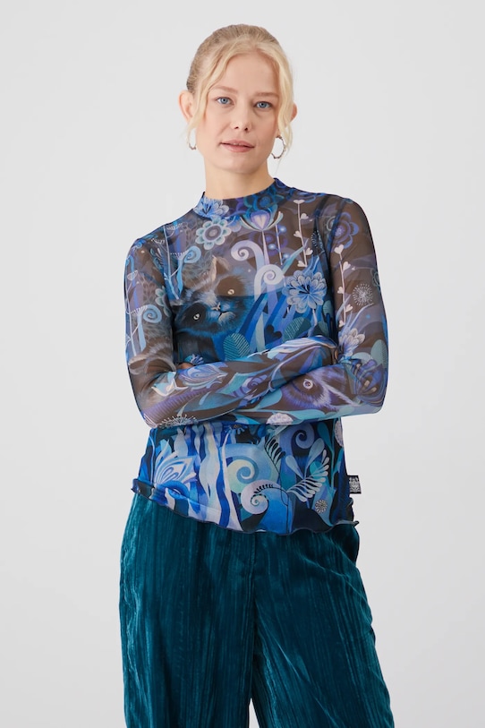 Longsleeve damski z kolekcji Karolina Matyjaszkowicz x Medicine kolor granatowy RW24.BUDB50 granatowy