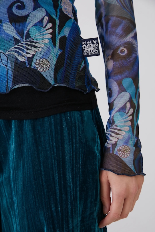 Longsleeve damski z kolekcji Karolina Matyjaszkowicz x Medicine kolor granatowy RW24.BUDB50