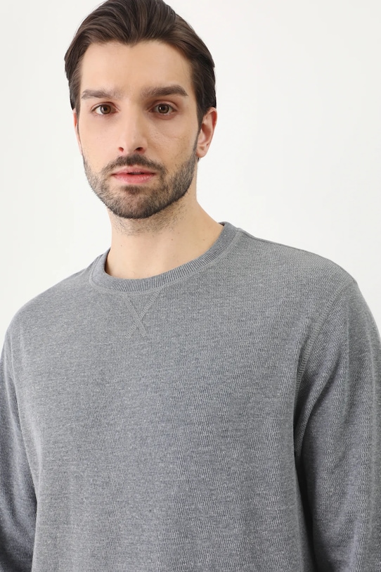Longsleeve męski z fakturą kolor szary RW24.BUM051 szary