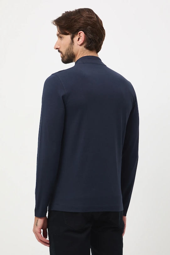 Odzież Longsleeve bawełniany męski z domieszką elastanu gładki kolor granatowy RW24.BUM060 granatowy