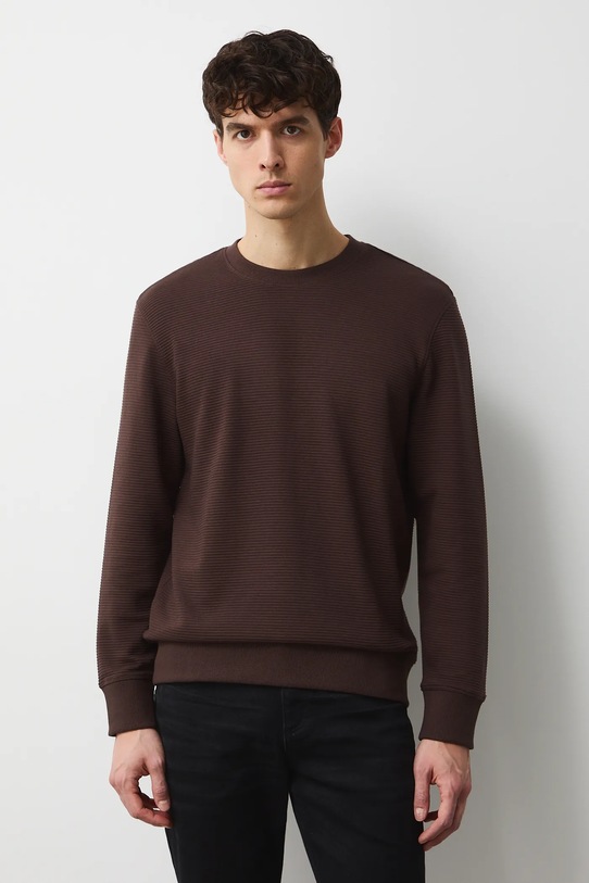 Longsleeve męski prążkowany kolor brązowy brązowy RW24.BUM061