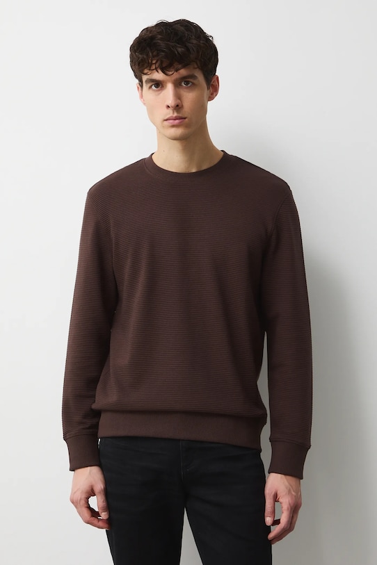 Longsleeve męski prążkowany kolor brązowy brązowy RW24.BUM061