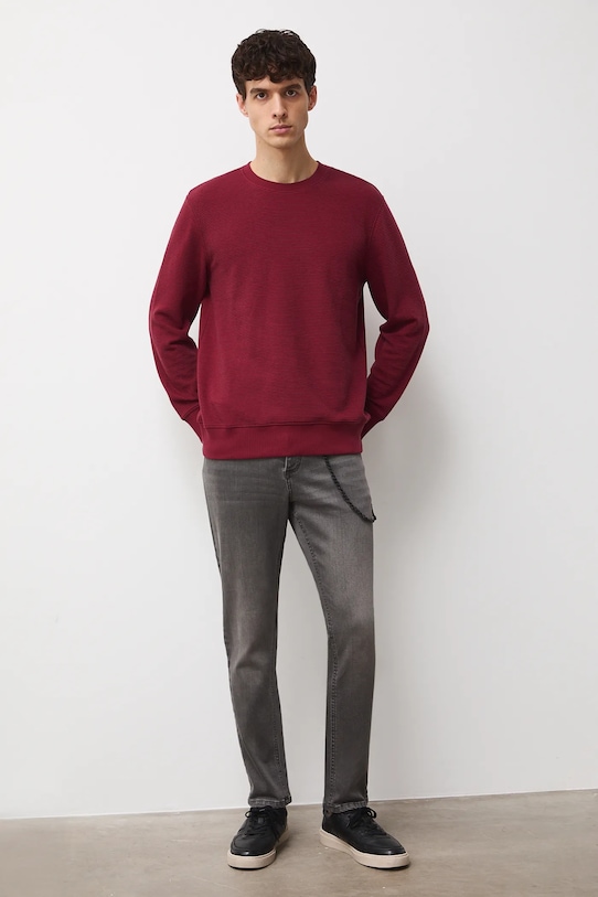 Longsleeve męski prążkowany kolor bordowy RW24.BUM061 bordowy RW24